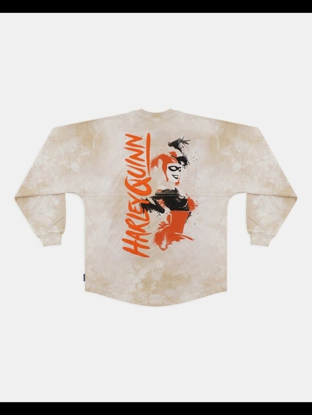 Harley Quinn Graphic Spirit Jersey Puff Print Long Sleeve Tee - Beige/Orange